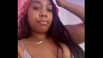 Horny ebony babe masturbates on social media