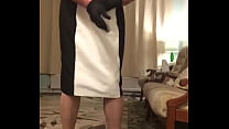 Mask, heels, dress & Gloves - Crossdresser poses In lounge